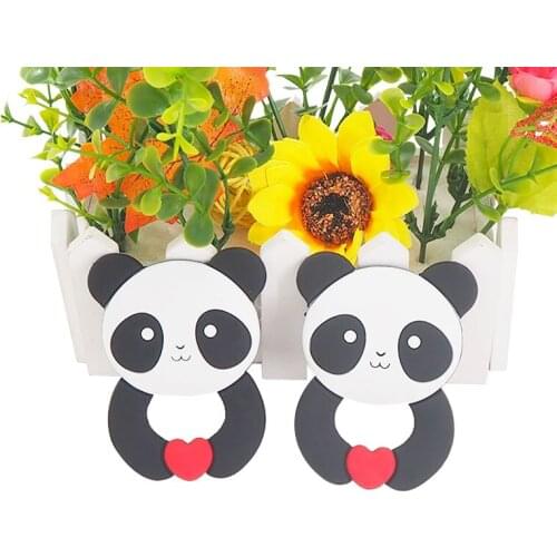 Chenkai 10PCS Silicone Panda Teethers Food Grade Baby Cartoon Pacifier Teething For Baby Nursing Accessories and Gifts BPA Free