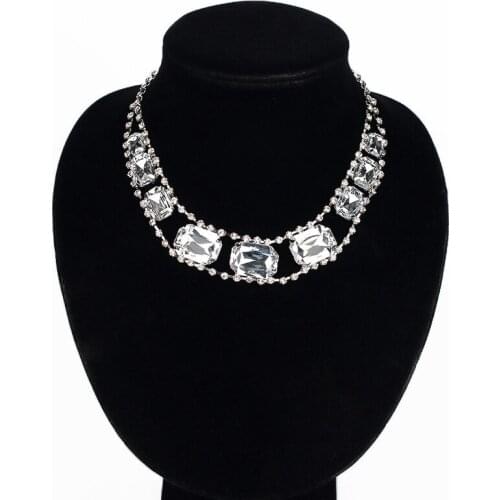 Cuicanduomu princess square drill galaxy elegant nobility luxurious gem rhinestone dinner party necklace wedding #N046