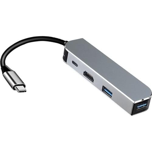 4-In-1 Docking Station Type-C HUB USB3.0X2+PD+ Compatible with HDMI for Computer TV Adapter