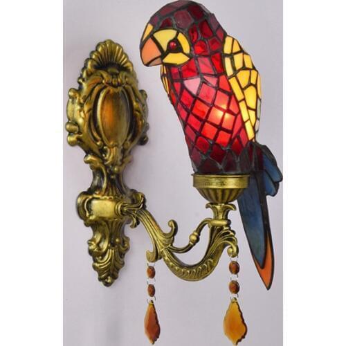 Tiffany parrot Hotel double aisle wall lamp bedside lamp European living room glass crystal wall bedside lamp