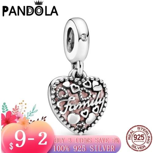 Hot 100% 925 Sterling SILVER charms Love Makes A Family Heart Dangle Charm fit Original Pandora Bracelet silver 925 jewelry