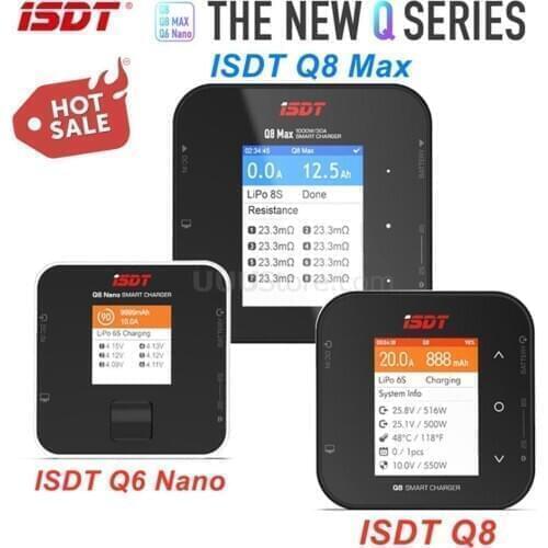 ISDT Q8 500W 20A 2-8S / Q8 MAX 1000W / Q6 Nano 200W 8A 1-6S Lipo Battery Balance Charger for Lilon LiPo LiHV NiMH Pb RC Models