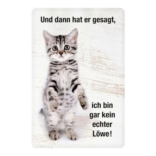 Kein Genuine Lion Cat Metal Sign Signboard Arched Metal Tin Sign 20 X 30 Cm