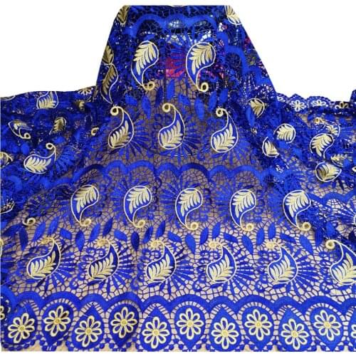 Royal Blue Embroidery French Guipure Lace 5 Yard Cord Lace Fashion West African Inspire Fabric Nigerian Dress HL-145