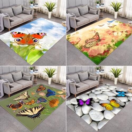 Butterfly Flower 3D Print Carpets For Living Room Bedroom Area Rug Home Hallway Decor Tent Carpet Play Room Floor Crawl Kids Mat