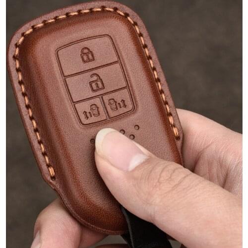 Leather Car Key Fob Case Cover for Honda Civic Accord Fit Hrv Crv Jazz City Auto Accessories Protector Ring Case