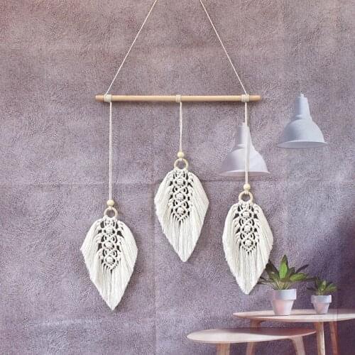 Bohemian Handmade Macrame Wall Hanging Tapestry Weave Leaf Tapestry Wall Decor Nordic Living Room Bedroom Home Room Decoration