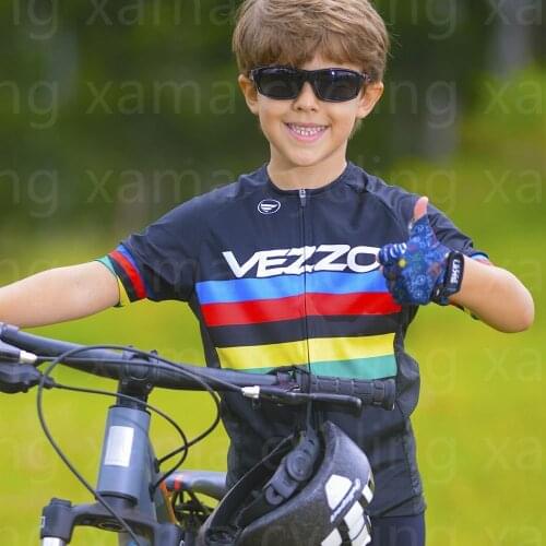 Kids Summer Cycling Jerseys VEZZO Children Short Sleeve Tops Ropa Ciclismo Maillot Quick Dry Breathable Pro Team Mtb Clothing