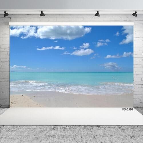 Sea Sand Beach Scenic Photo Background Computer Printed Fond Photography Backdrops for Children Baby Portrait Photobooth Props