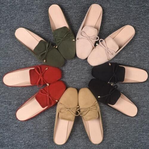 Spring Autumn Women Suede Slippers Fashion New Female Flat Flock Mules Shoes Comfort Rubber Soled Ladies Casual Sandals