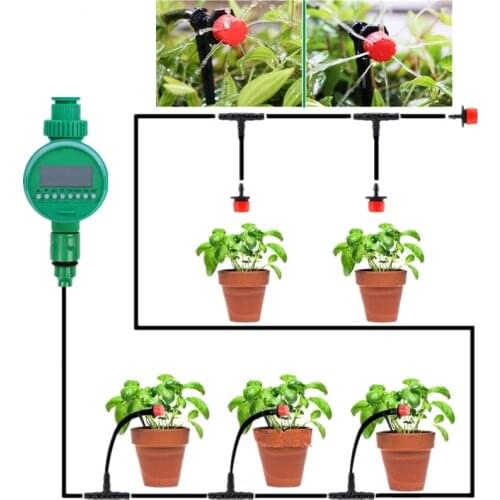 Fast Shipping 25m DIY Micro Drip Irrigation System Plant Self Automatic Watering Timer Garden Hose Kits With Adjustable Dripper