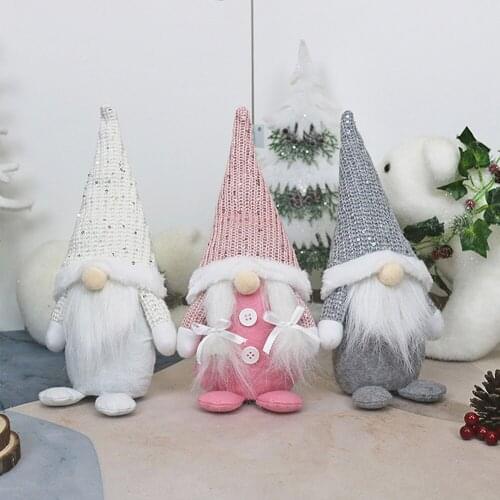 Newest Hot Merry Christmas Long Hat Swedish Santa Gnome Angle Plush Toys Doll Drop Ornament Xmas Tree Decor Kids Xmas Gift