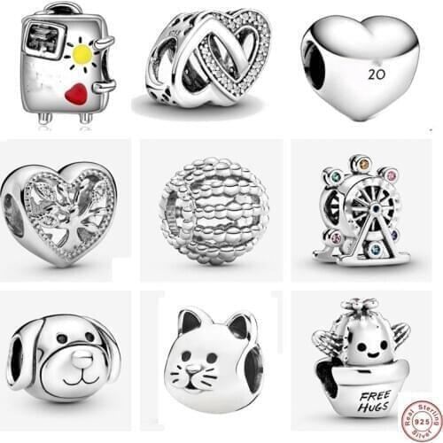 New Free Hugs Cactus Ferris Wheel dog cat cross diy bead fit pandora charms 925 Sterling Silver Beads bracelet DIY Jewelry 2020