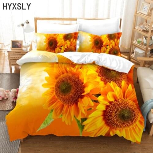 Charming Sunflowers Bedding Set Luxury 3D Floral Duvet Cover Sets Flower Quilt Cover Digital Printing Bed Linen Fashion Design