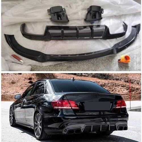 Carbon fiber Front Lip Spoiler Rear Bumper Diffuser Cover Exhaust Tips For Mercedes Benz W212 E260 E300 E63 E63s 2014 2015 2016