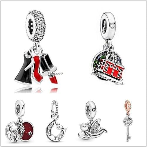 Authentic 925 Sterling Silver Red Enamel Santa Love Peace Joy Pendant Charm Beads Fit Pandora Bracelet & Necklace Jewelry
