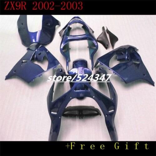 Custom motorcycle three free package for Ninja ZX9R kawasaki Ninja 2002 2003 9 r ZX9R dark blue barca first fairing sections