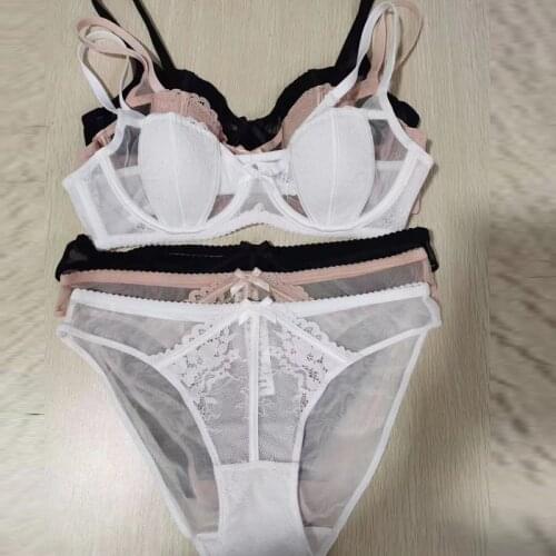 Sexy lace transparent temptation bra set breathable and refreshing ladies underwear set bra women anti-sagging underwear set