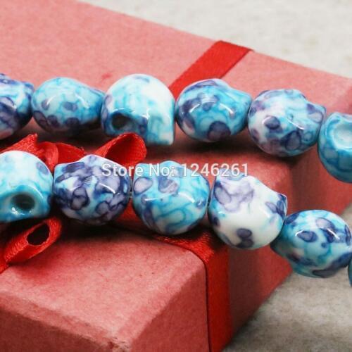 Multicolor Riverstones Rainbow Semi-precious Stone Skull For Women Girl 12mm Loose DIY Beads Girls Fashion Jewelry Making Design