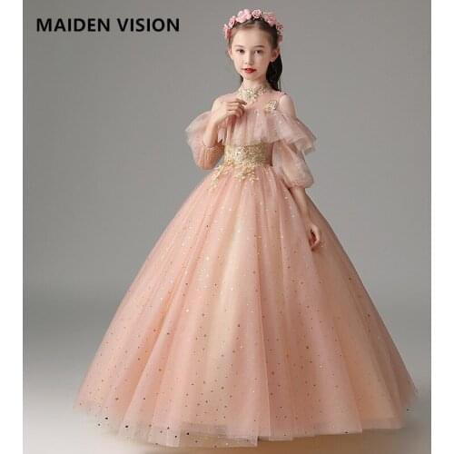 Sequins christmas Kids Dresses For Party Wedding Dress Children Pageant Gown Long sleeve Tulle Princess Dress for Girls costume