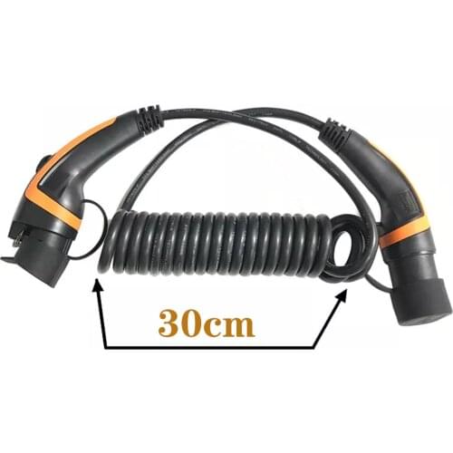 With 5 Meter spiral cable / straight cable TUV/UL16A 32A EV Cable 3.6KW 7.6KW J1772 Type 1 to Type 2 IEC62196 EV Charging Plug