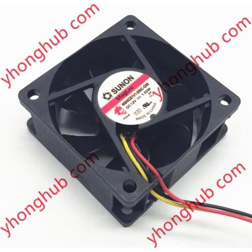 SUNON MB60251V1-000C-G99 DC 12V 1.50W 60x60x25mm 3-Wire Server Cooling Fan