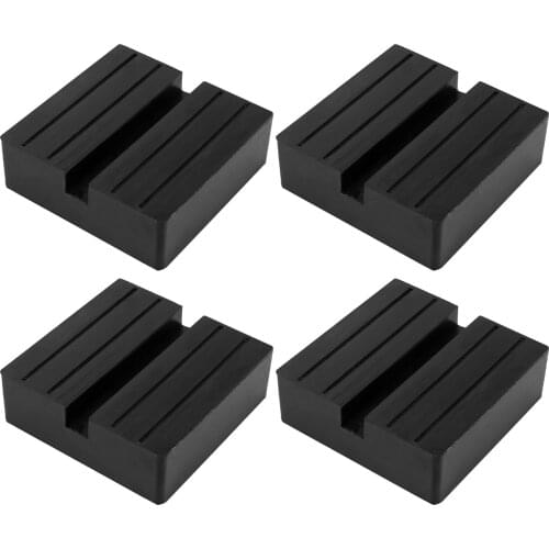X Autohaux 4pcs 7.5 x 7.5 x 2.5cm Universal Car Lift Jack Stand Pad Slotted Puck Support Frame Rail Pinch Weld Protector Rubber