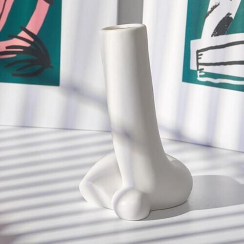 Vase Creative Simple Ceramics Nordic Style Flower Pot Adult Body Flowerpot Cute Toy Pen Pot Holder PVC Garden Plant Pot 2021