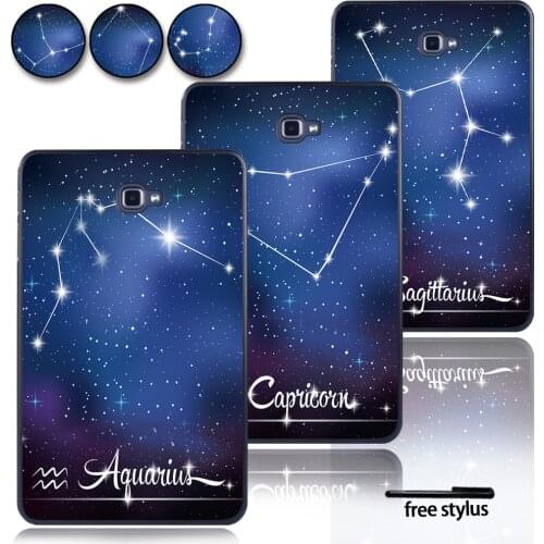 For Samsung Galaxy Tab A A6 10.1 T580 T585 Anti-fall Hard Shell Tablet Protective Case with Starry Pictures of 12 Constellations