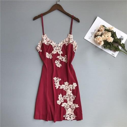Spring/Autumn Women Halter Sleepdress Girl Thin Sexy Embroidered Lace Nightdress Silk Home Pajamas Intimate Lingerie Халат