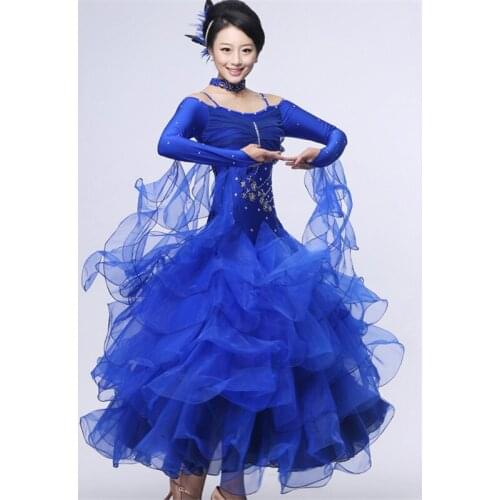 2017 Ballroom Dance Dress Dew Shoulder Tango Costume Long Sleeve Gourd 10 Color Halloween Costumes Modern Dress Free Shipping