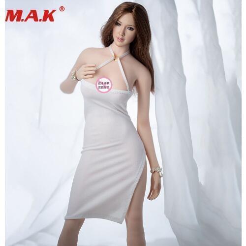 1/6 Scale Sexy Female Figure Clothes W006 Sling Stretch Dress White/Black Color Wristband Acessory for 12'' Action Figure Doll