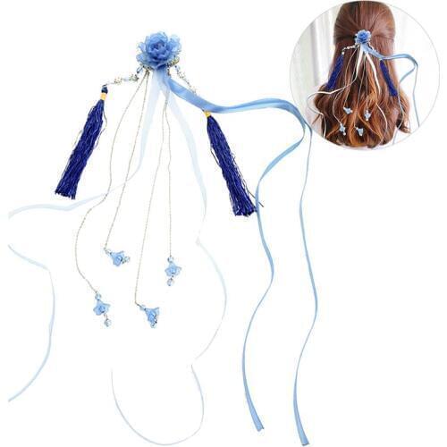 Coxeer 1pc Elegant Girls Hair Clip Ribbon Flower Tassel Decor Hair Pin Hair Barrette For Women Ladies Girls Hair Accessories