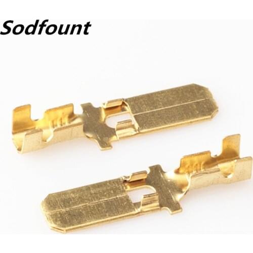 100pcs H62 brass tinned 6.3mm automotive terminal Automotive connector male terminal DJ6118-6.3B