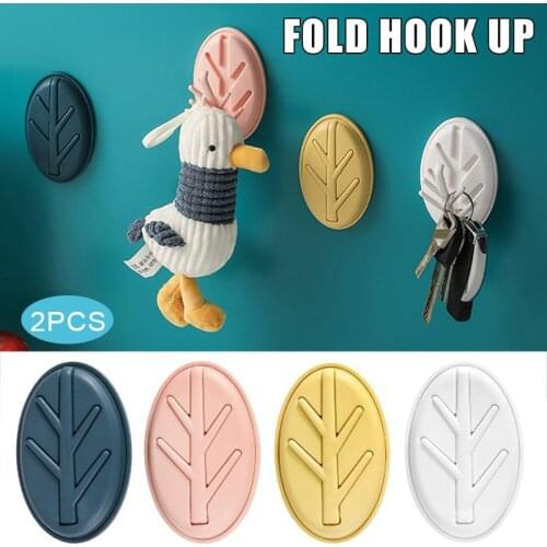2Pcs Folding Cute Hook Wall Mount Hooks Multifunctional Leaf Hooks for Clothes Bathroom Living Room with Multi Folding 4 Arms