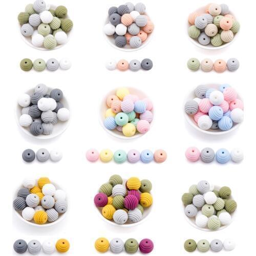 LetS Make 20Pc Baby Teether Thread DIY Silicone Beads For Baby Rattle Toys Crib Mobile Pearls Beads Teething Silicone Teether