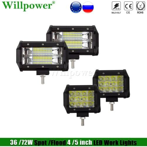 2x SUV Car 4" 36W Spotlights For Jeep JK Chevy 4X4 Truck Pickup Driving Fog Light Offroad ATV UTV 5" Flood LED Work Light Pods
