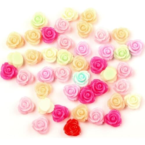 50Pcs Mixed Resin Flowers Decoration Crafts Flatback Cabochon Scrapbooking Fit Phone Embellishments Diy Accessories