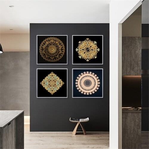 Abstract Religion Flower Home Decoration Mandala Ornament Yoga Posters Vintage Art Canvas Painting Bedroom Decor Wall Picture