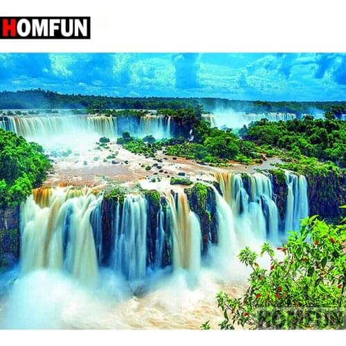 HOMFUN Full Square/Round Drill 5D DIY Diamond Painting "Waterfall scenery" 3D Diamond Embroidery Cross Stitch Home Decor A19771