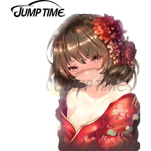 Jump Time 13 x 9.1cm Girl Anime Car Stickers Custom Printing Waterproof Anime Decals Camper Scratch-proof Decoration