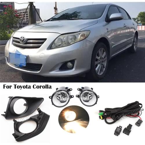 Car Fog Lights For Toyota Corolla 2008-2010 Halogen Switch Wires Grille Covers foglights headlights cover grille