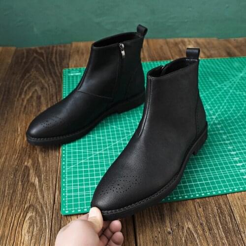Chelsea Boots Man Leather Boots Men Casual Shoes Motorcycle Shoes for Man 2021 Black Ankle Boots for Men Male Chaussure De Homme