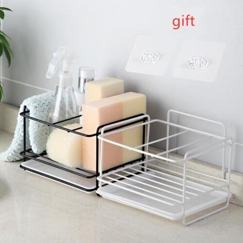 Household Towel Sponge Holder Iron Art Shelf Bathroom Teeth Brush Rack Cosmetic Toiletries Storage Collector Kitchen Organizer