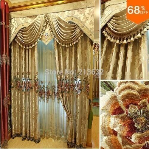 Living room beauty creations serape Flowers Gold Curtain sheer curtains tend kichen floral abundance cornice Valance curtains