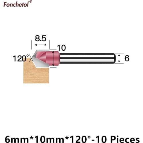 6mm*10mm*120Degree,10pcs,Free shipping CNC Engraving Woodworking Milling Cutter,Tungsten Solid carbide End Mill,3D V Router Bit