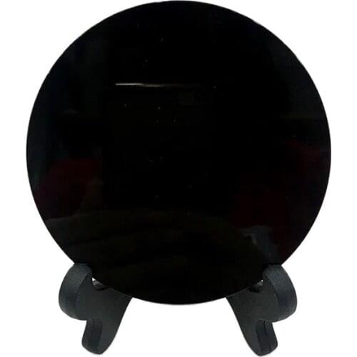 6-20cm Natural Black Obsidian Circle Disk Round Plate Fengshui Mirror Smoking Crystal Stone For Home & Office Decor