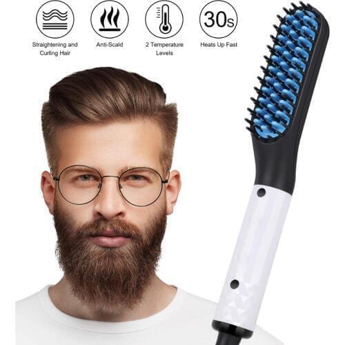 Multifunctional Hair Straightener Electric Iron Brush Quickly Straighten Beard Comb Antistatic Mens Straight Hair Brush