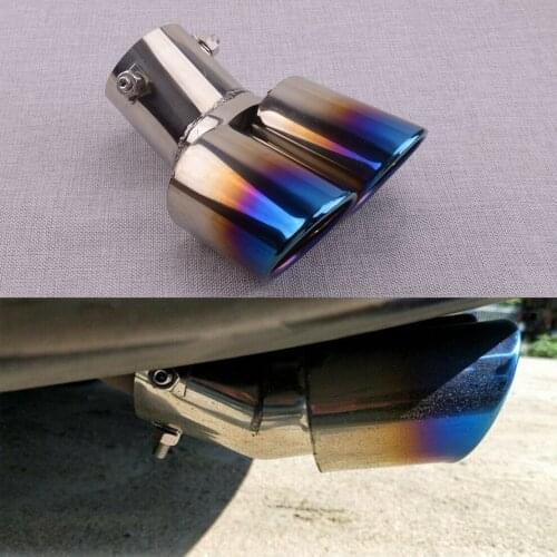 CITALL Auto Rear Tail Dual Exhaust Throat Pipe Muffler Tip for Universal Vehicles Stainless Steel Car Accessories