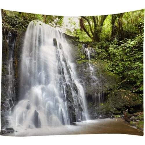 Natural Landscape Forest Falls Woods Waterfall Tapestry Wall Hanging Bed Spread Beach Towel Table Cloth Yoga Mat Large Size